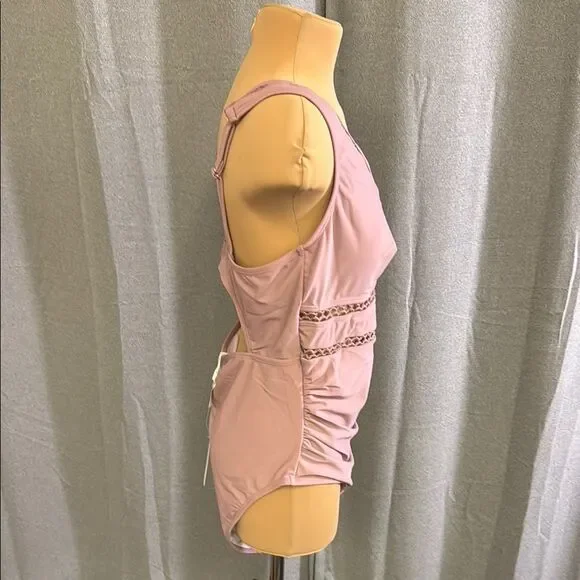 CupShe Pink One-Piece Swimsuit with Lace Details - Picture 10 of 14